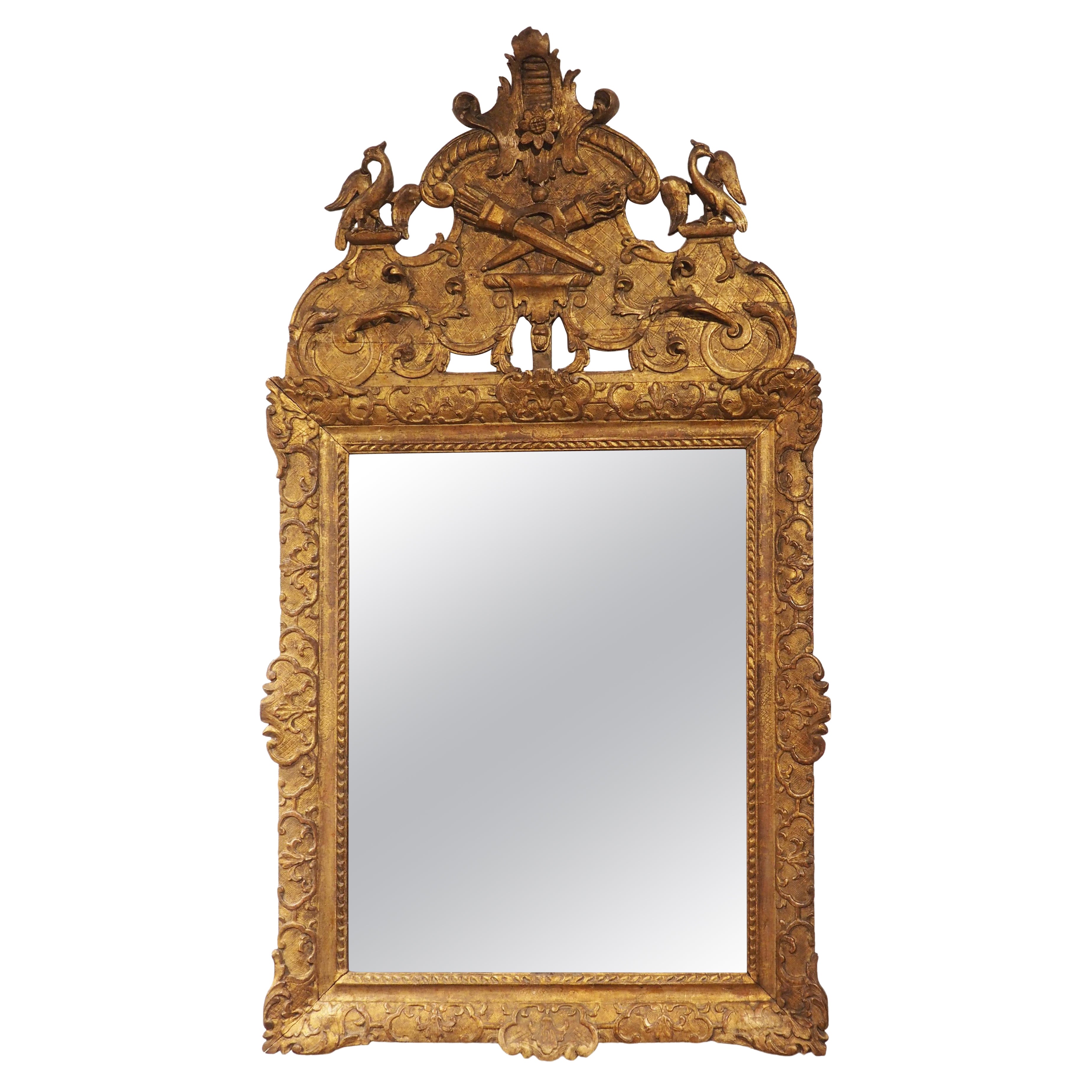 Period Louis XIV Giltwood Mirror from Provence, France, circa 1700 For Sale