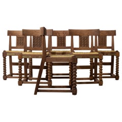 Set of 6 Vintage French Oak Dining Chairs: Elegance and Timeless Appeal