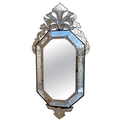 Vintage Venetian Etched Glass Wall Mirror 