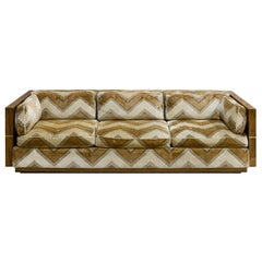Mid-Century Modern Milo Baughman Lenor Larson Style Burlwood Sofa