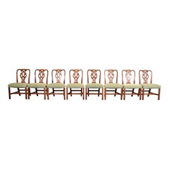 Vintage Drexel Heritage Georgian Carved Mahogany Dining Chairs, Set of Eight