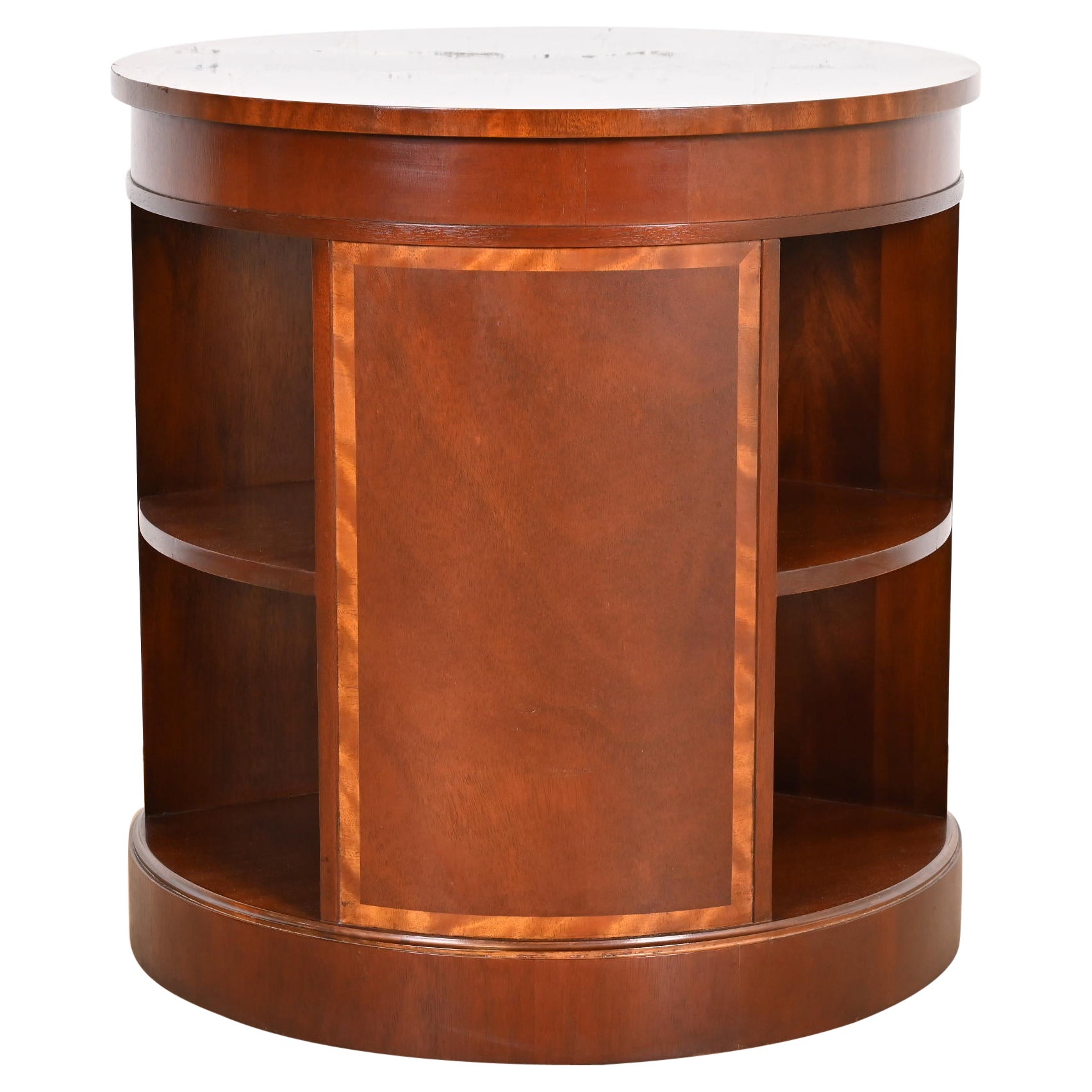 Baker Furniture Empire Banded Mahogany Drum Table For Sale