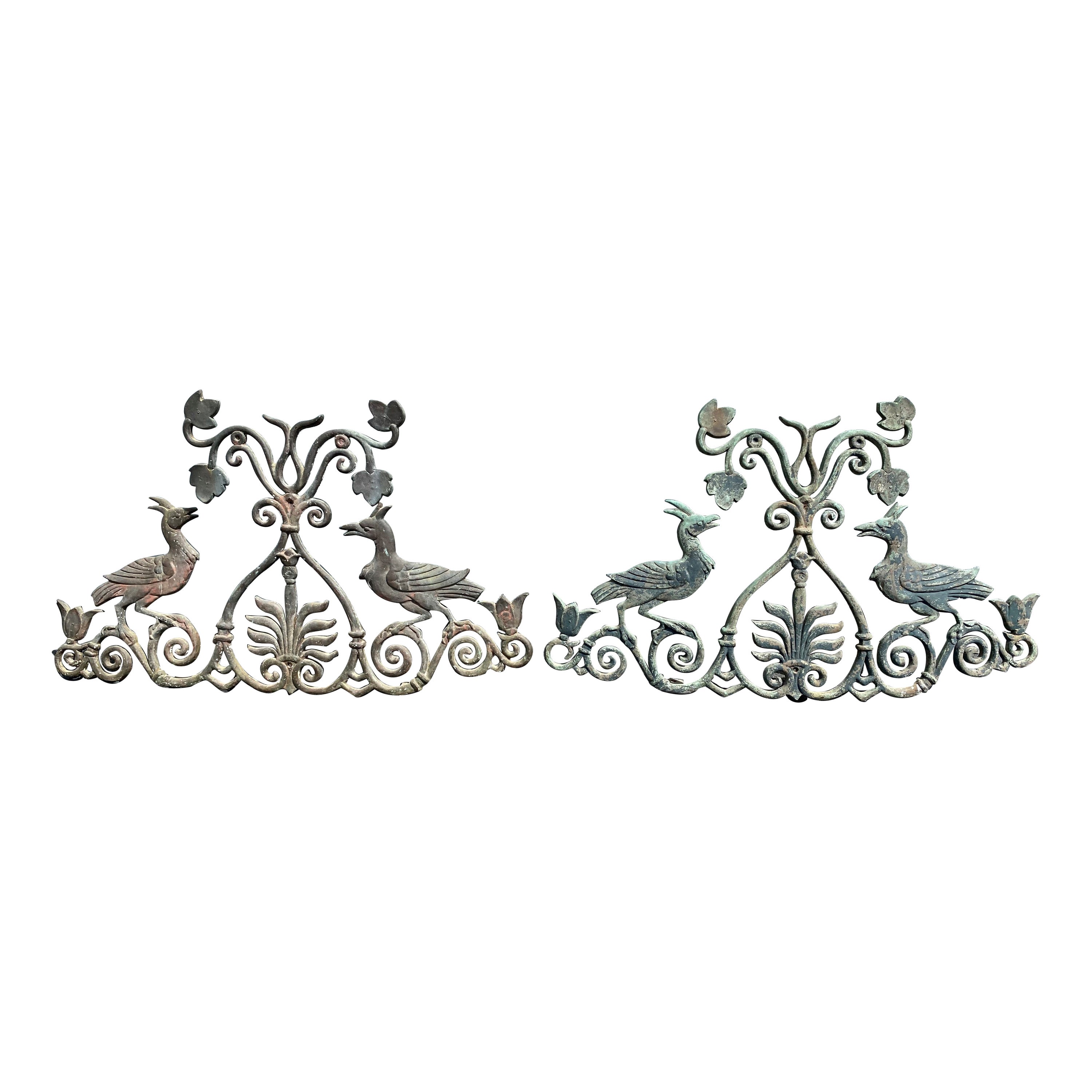 Pair of 19th Century Bronze Window Guards From a Philadelphia Townhouse For Sale