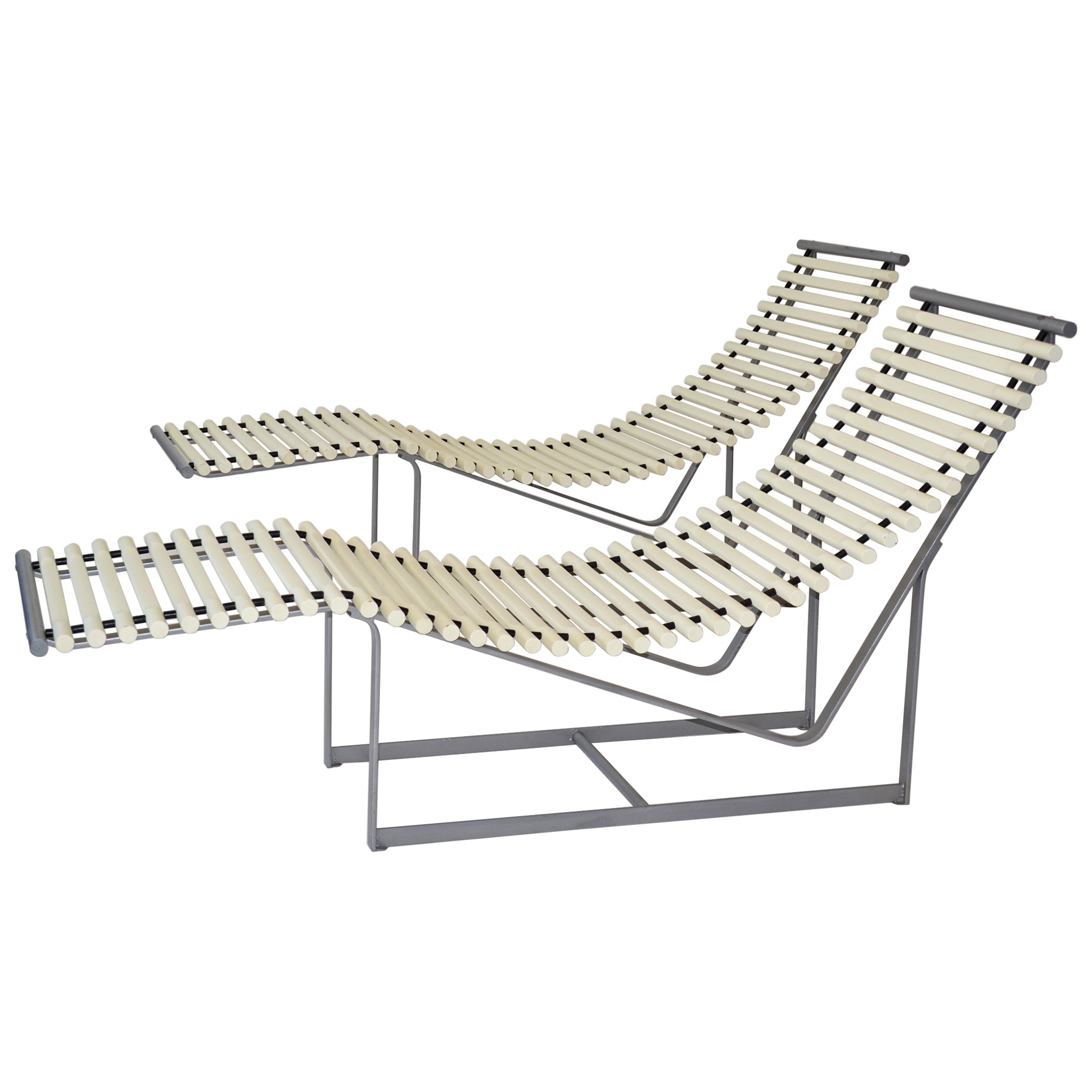 Pair of Peter Strassl Spine Back Lounge Chairs or Chaises, Germany, 1978 For Sale