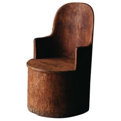 Early Large "Kubb" Chair from Sweden, circa 1850