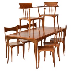 Roberto Lazzeroni for Ceccotti Collezioni Dining Set Eight Chairs 1980s Wood