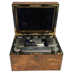 Antique Victorian Vanity Set in the Original Burl Wood Box