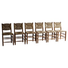 Charlotte Perriand Style Rush Dining Chairs