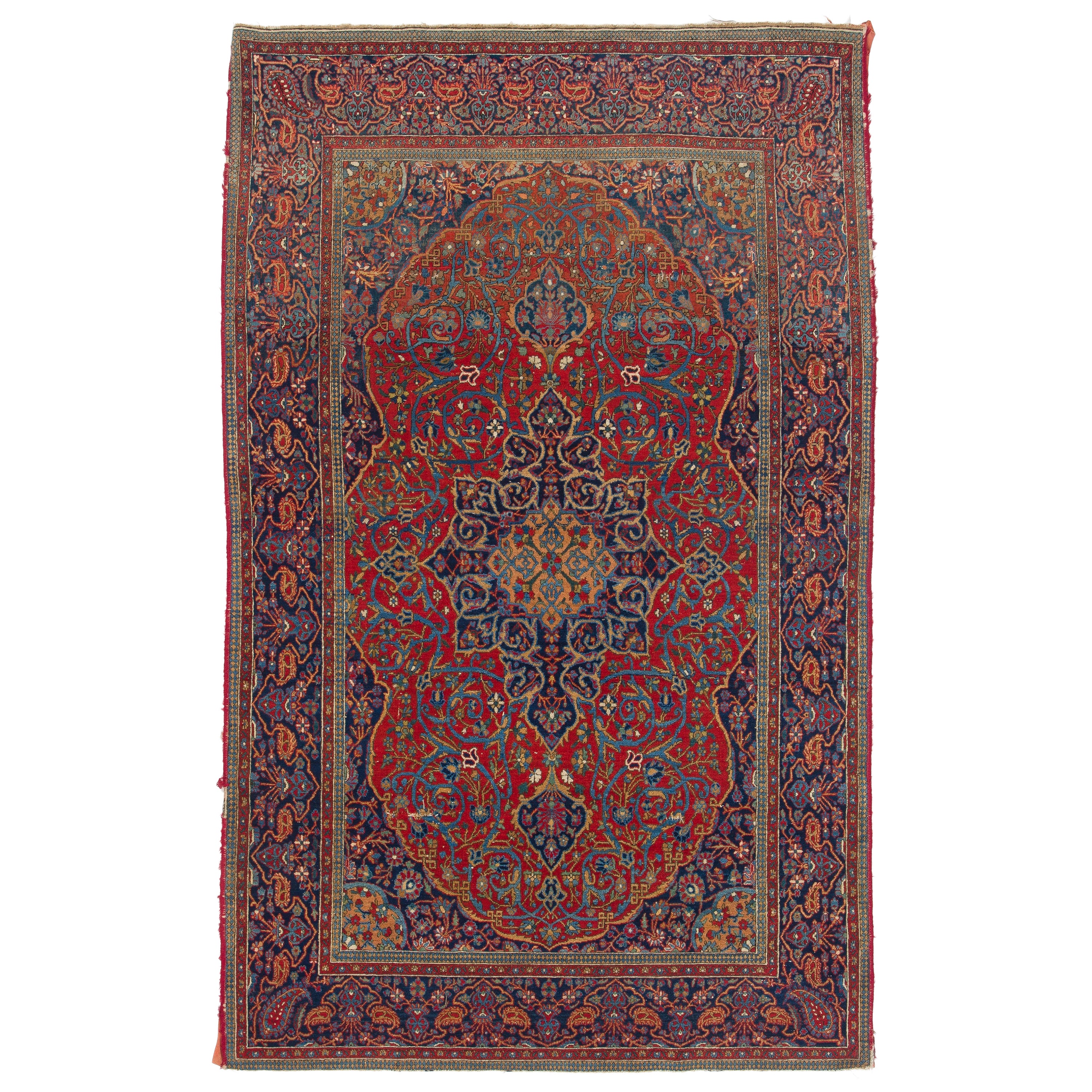 Tapis persan ancien de style Kashan de 4,3 x 7 m, fin du 19ème siècle, tapis oriental