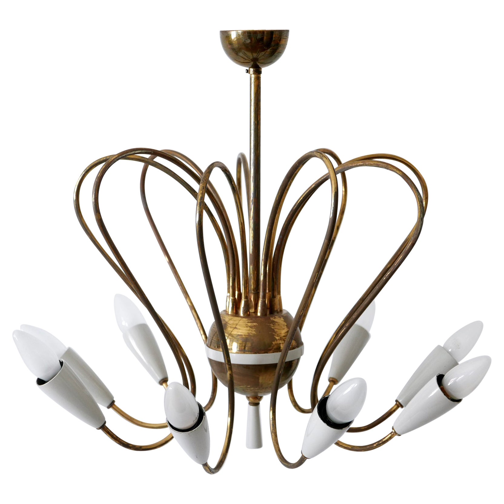 Rare Mid-Century Modern Nine-Flamed Sputnik Chandelier or Pendant Lamp, 1950s For Sale