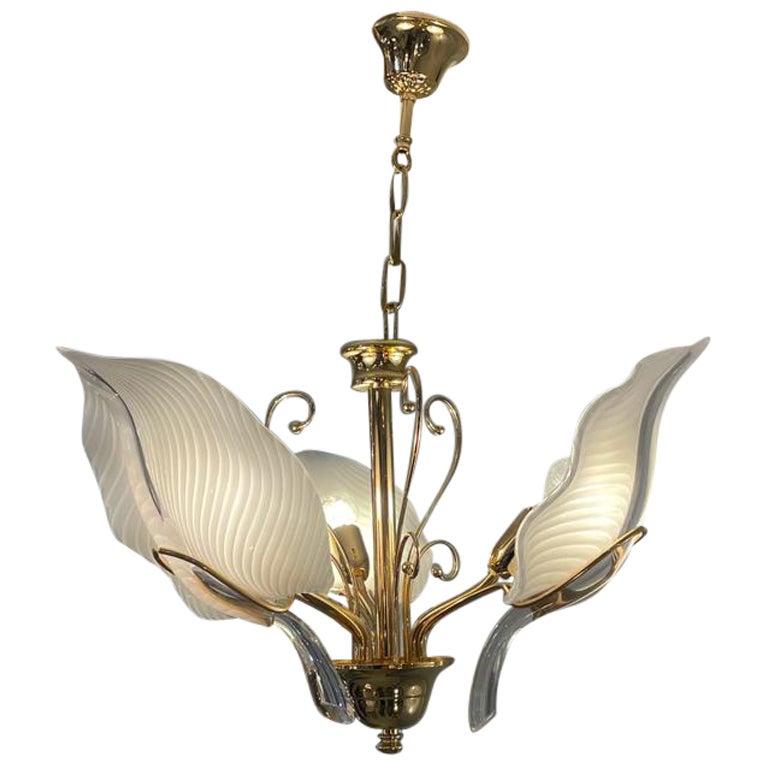 Italian Gold Plated Chandelier, 1960s For Sale
