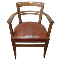 Used French Art Deco Cerused Oak Desk Chair Attributed to Andre Sornay