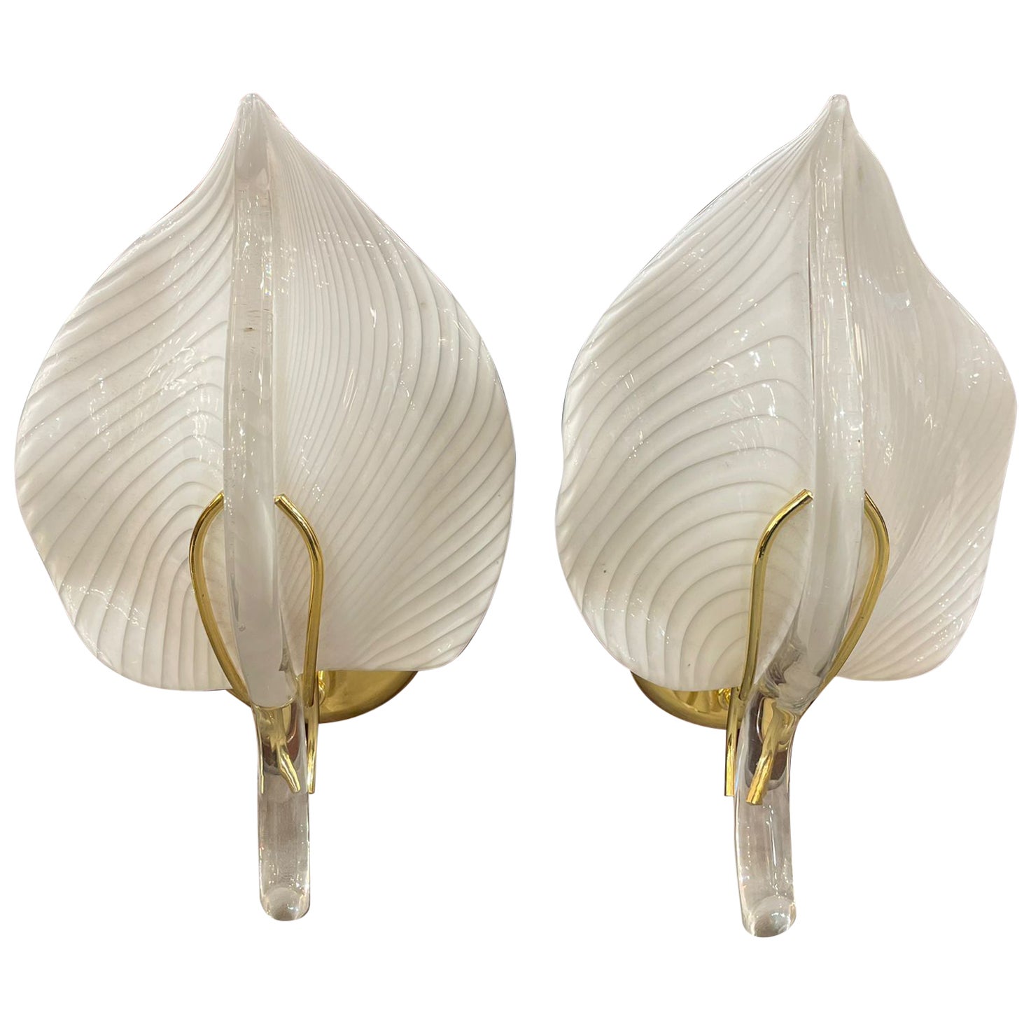 Italian Gold Plated Wall Lights, 1960s For Sale