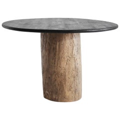 Unique Japanese/European Charred & Dug-Out Circular Dinning/Centre Table Wabi