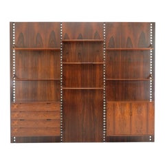 Midcentury Wall Unit in Wood and Brass by Comolli MarCo for Mobilia, Italy, 1960