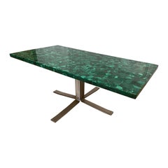Malachite Coffee Table Produced in the 70s, Good Used Condition