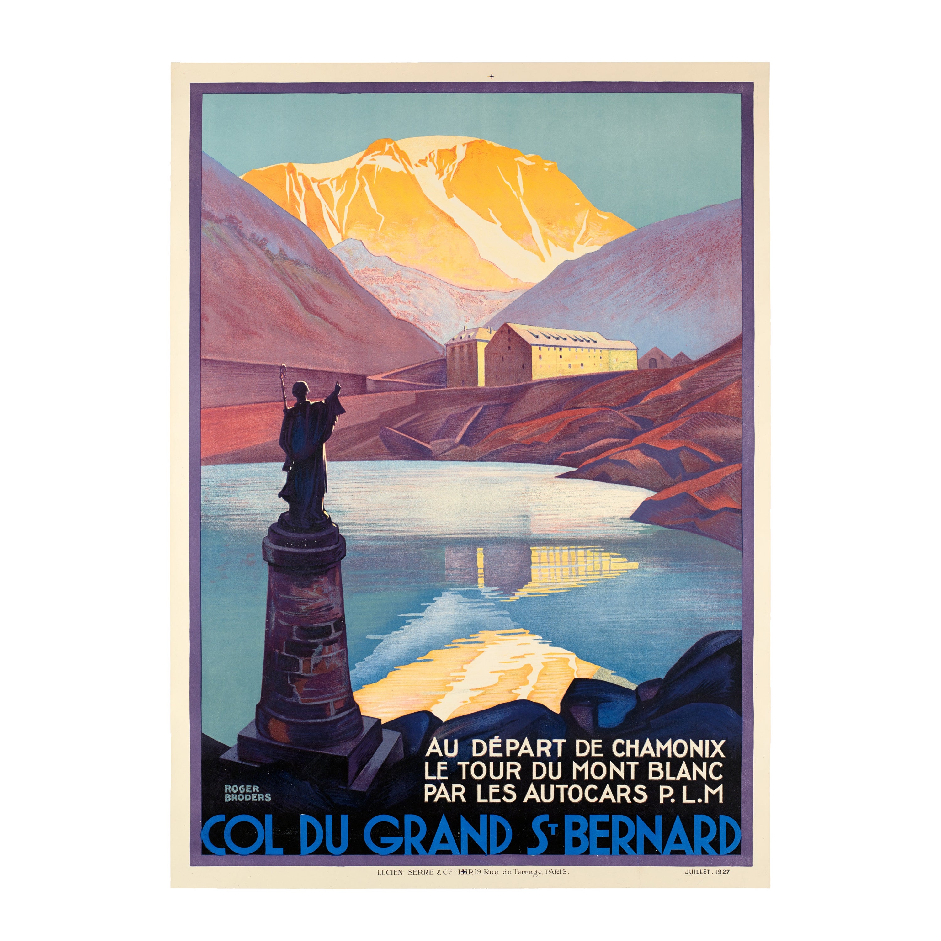 Roger Broders, Original Vintage Poster, Col Du Grand St Bernard, Mont Blanc 1927