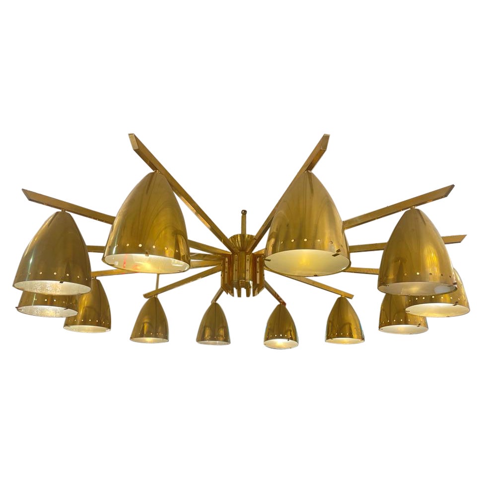 Pair of Italian Designed Modernist Chandlers in Brass For Sale