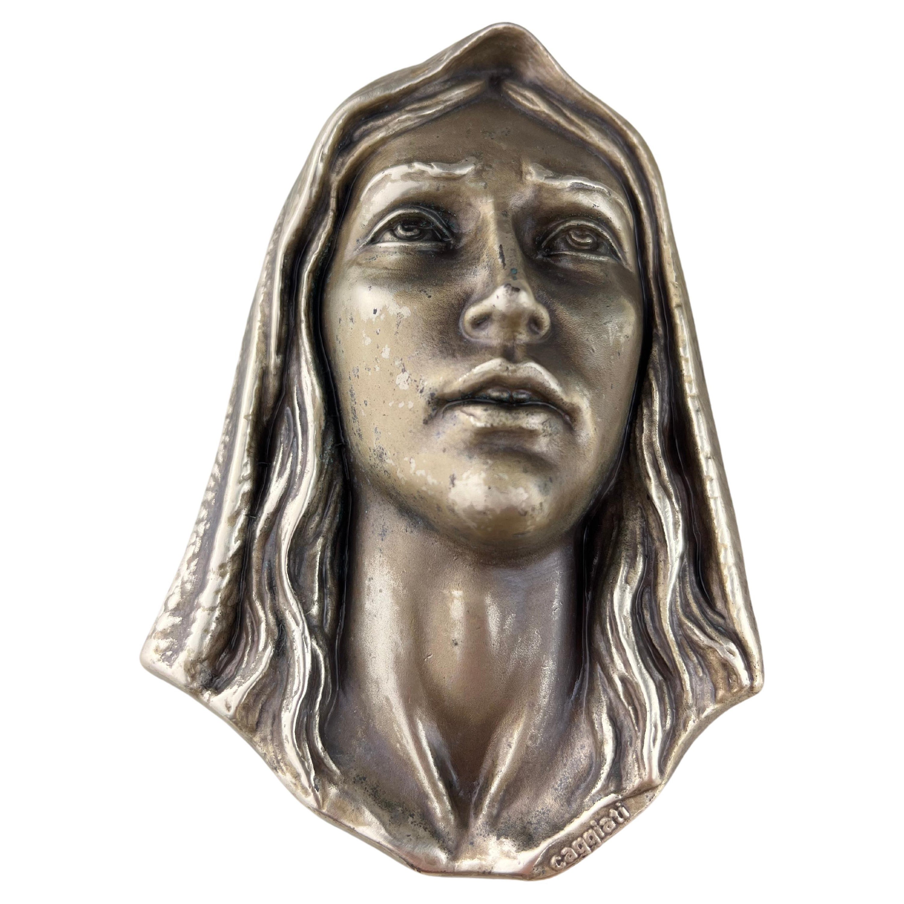 Brass Madonna's face, Italy, 1980s For Sale