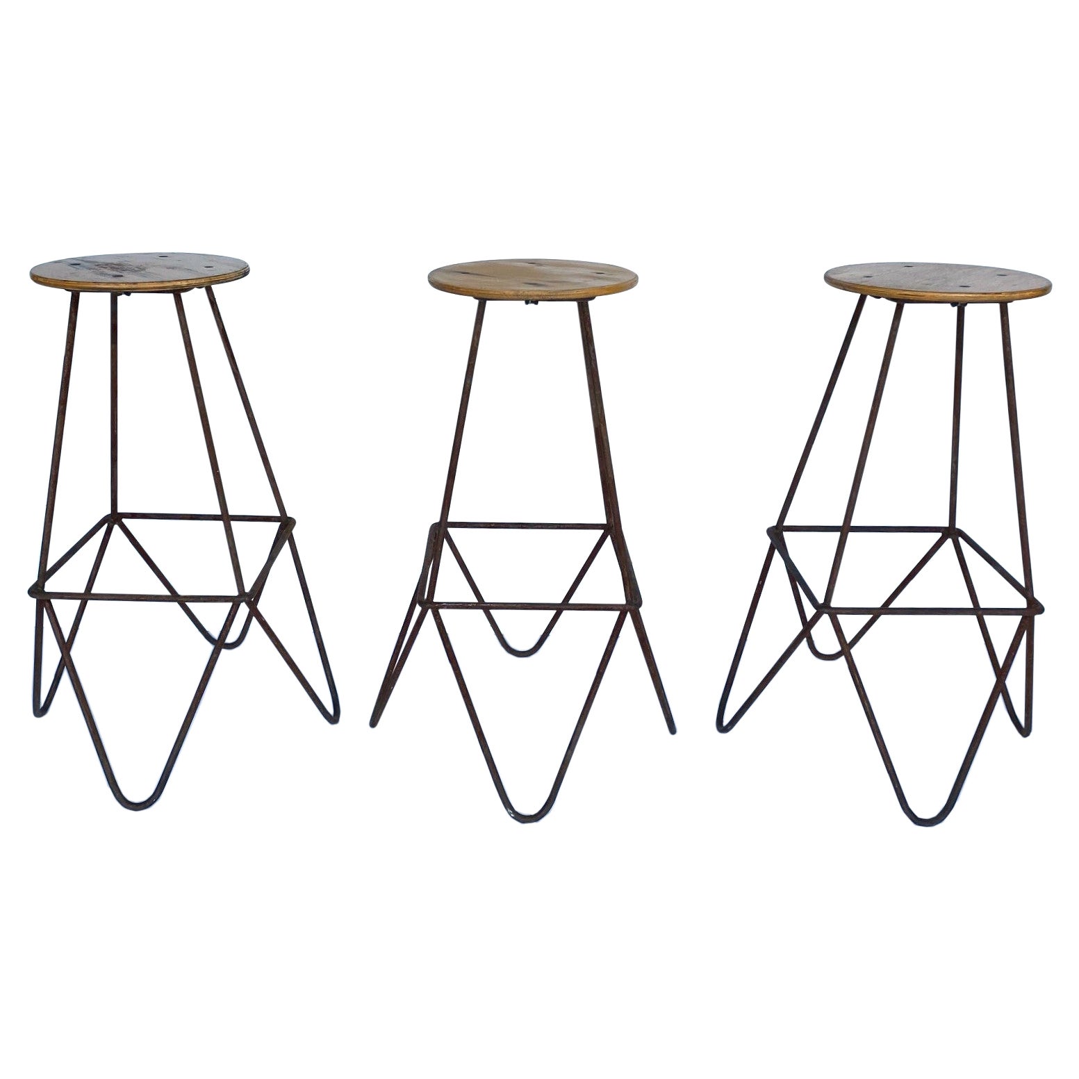 Iron Barstools Set of 3 For Sale