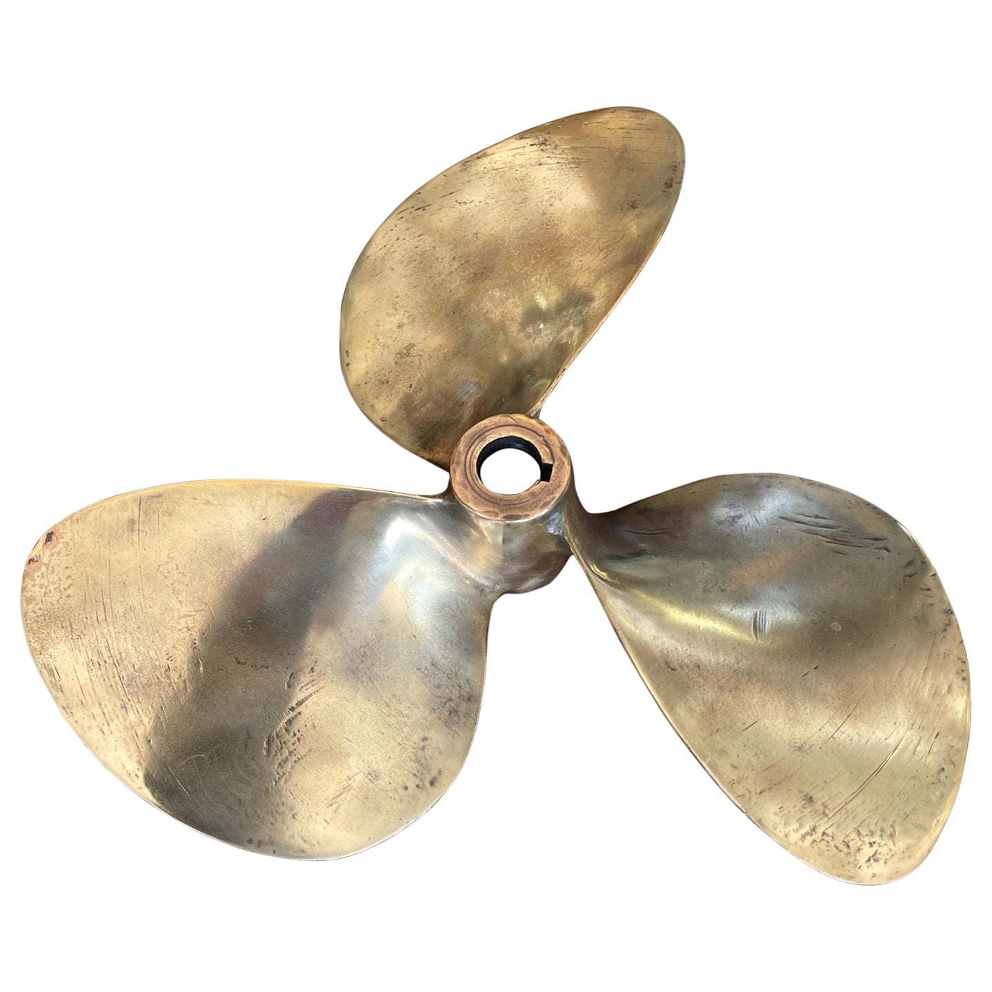 Vintage Solid Brass Propeller Paper Weight / Desk Accessory