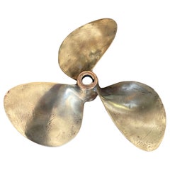 Antique Solid Brass Propeller Paper Weight / Desk Accessory