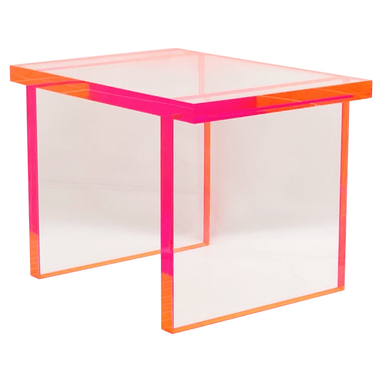 Fluorescent Pink & Clear Lucite Bench by Amparo Calderon Tapia For Sale