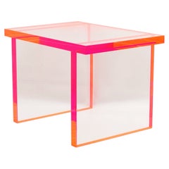 Fluorescent Pink & Clear Lucite Bench by Amparo Calderon Tapia