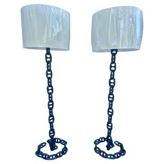 Pair of Vintage Chain Link Floor Lamps