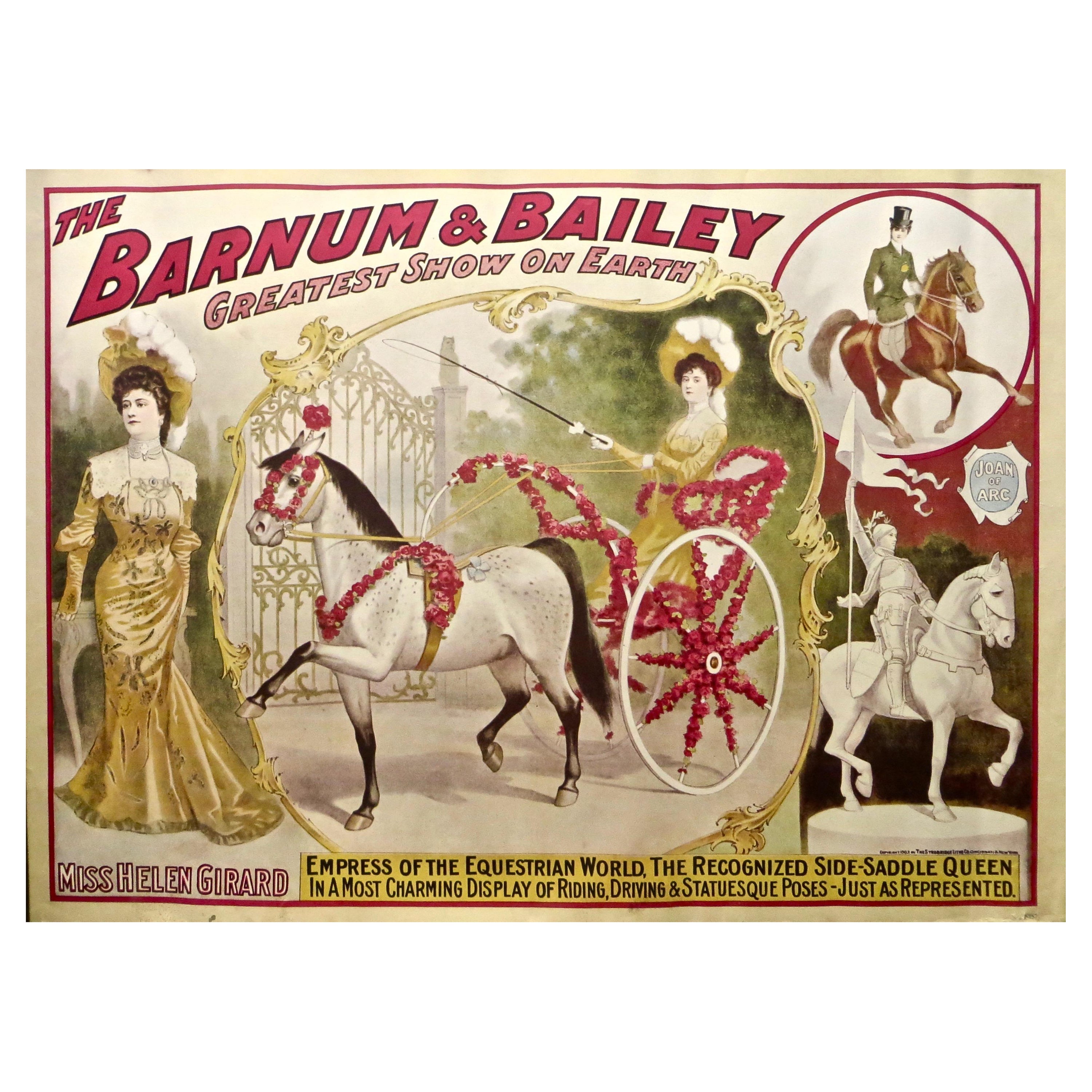 Equestrian Circus Poster by Ringling Bros Ca. 1971 Featuring "Miss Helen Girard"