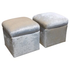 Retro Pair of Ottomans on Rollers