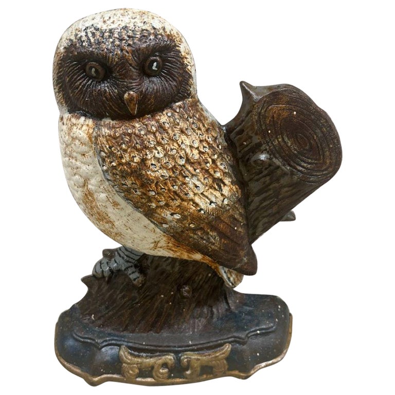 Early 20Thc Owl Doorstop in Original Paint For Sale at 1stDibs