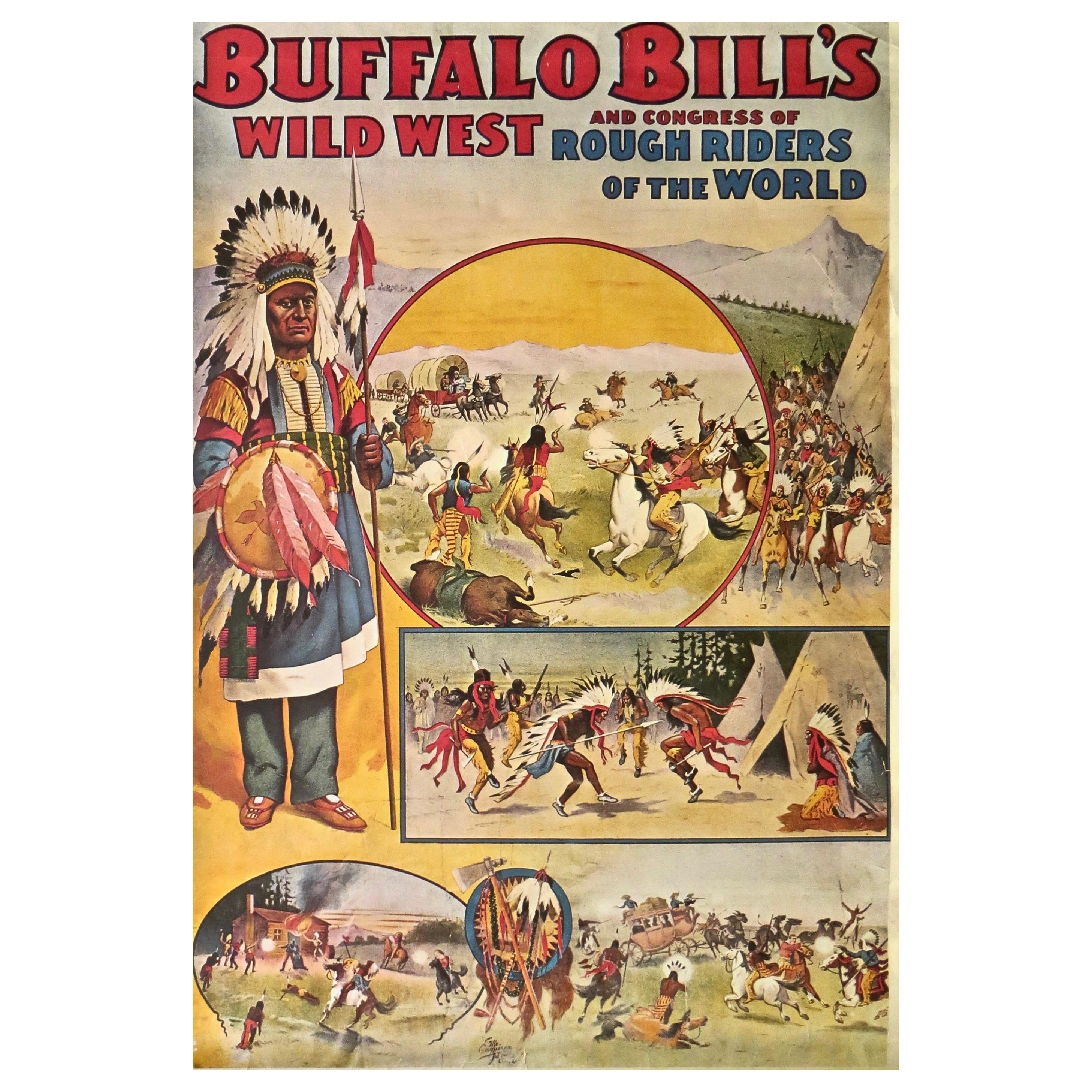 Affiche du cirque de Ringling Bros. Circa 1971  "Le Far West de Buffalo Bill  en vente