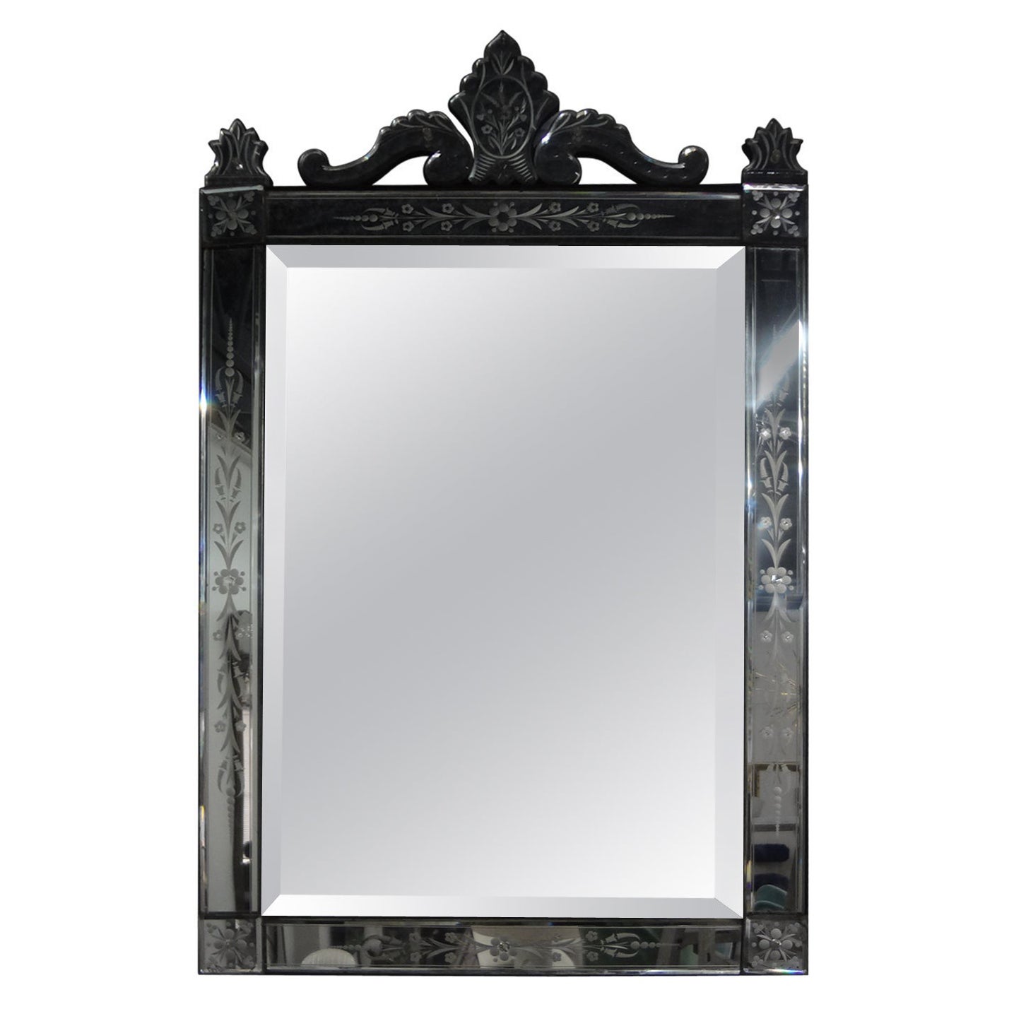 Antique Etched And Beveled Venetian Mirror