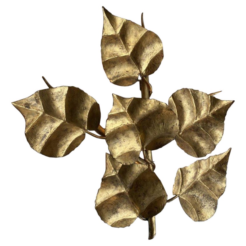 Gorgeous Midcentury Brass foliage Wall Sconce For Sale