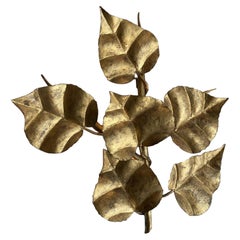 Retro Gorgeous Midcentury Brass foliage Wall Sconce