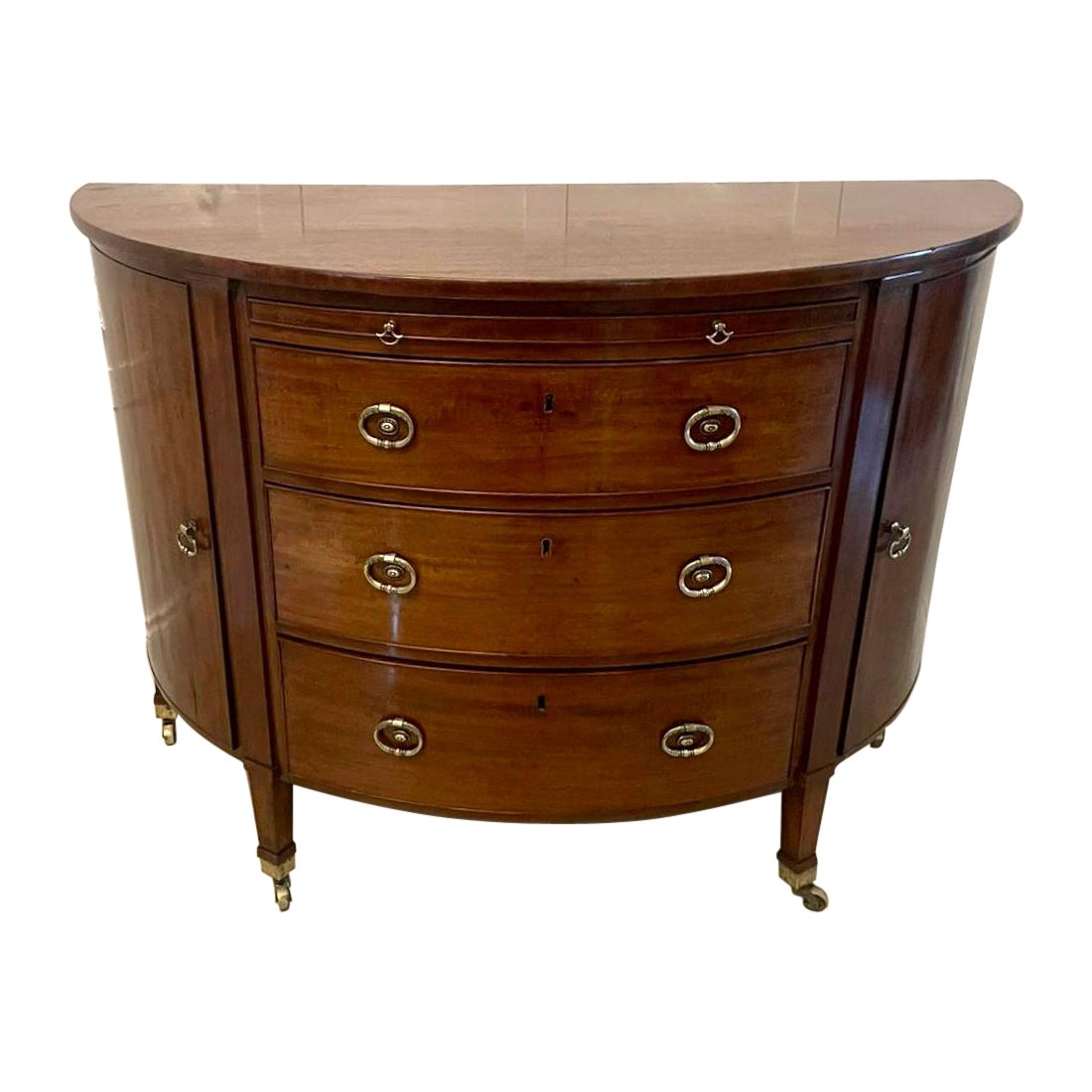 Antique George III Quality Mahogany Demi Lune Shaped Commode/Chest of Drawers