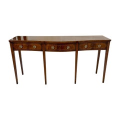 Large Antique Edwardian Quality Figured Mahogany Serpentine Shaped Serving Table