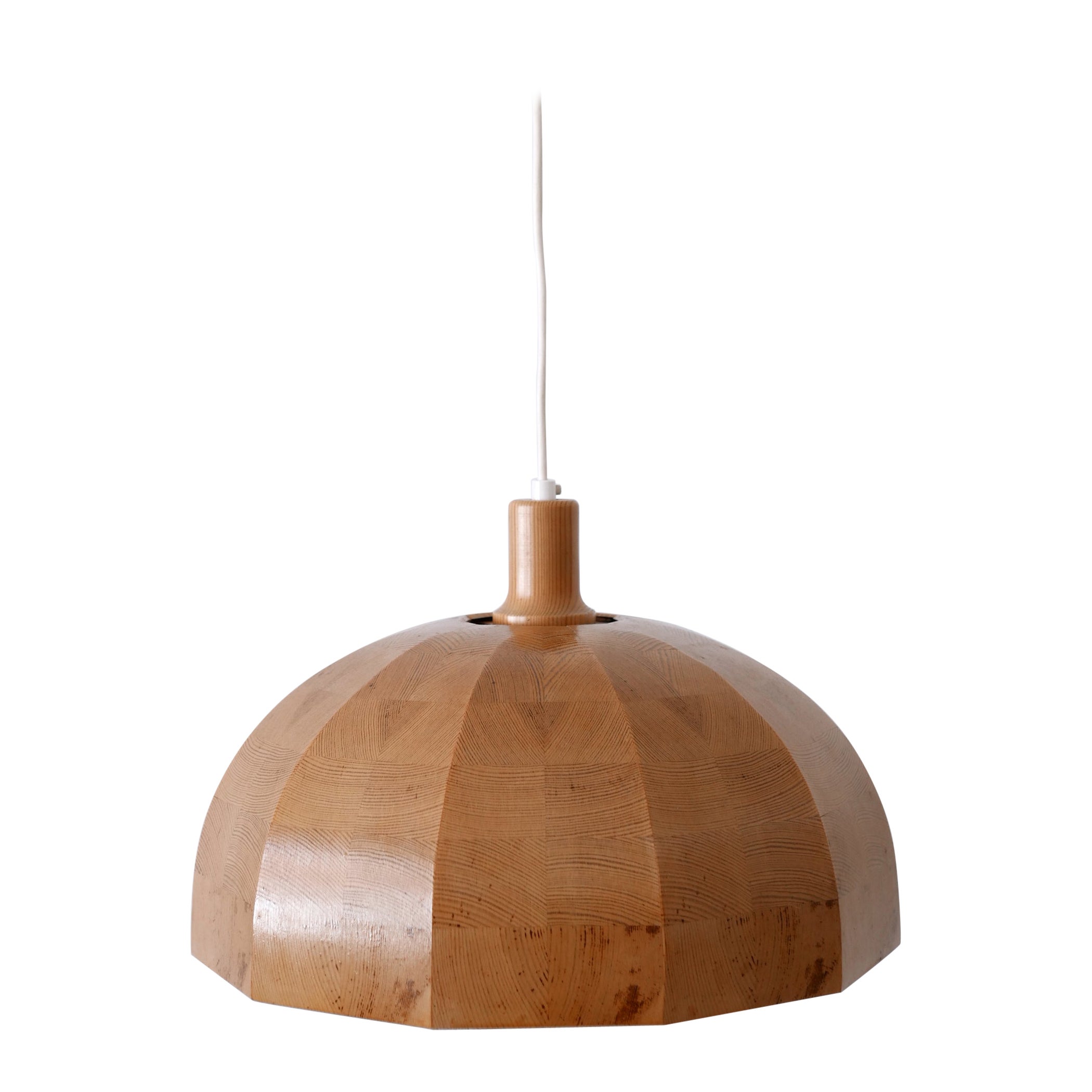 Rare Mid-Century Modern Pine Wood Pendant Lamp or Hanging Light Sweden, 1960s For Sale