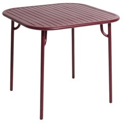 Petite Friture Week-End Square Dining Table in Burgundy Aluminium with Slats