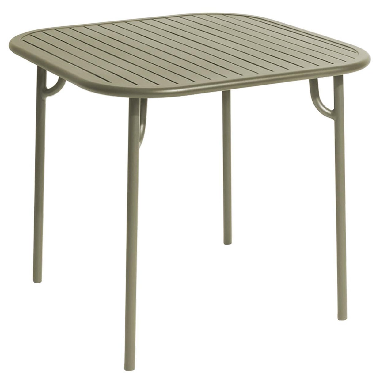 Petite Friture Week-End Square Dining Table in Jade Green Aluminium with Slats For Sale