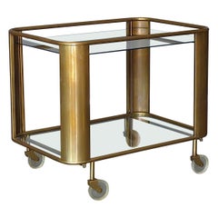 Bauhaus Art Deco Streamline Serving Trolley Bar Cart Brass Glass Lucite 1930 50s
