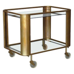 Vintage Bauhaus Art Deco Streamline Serving Trolley Bar Cart Brass Glass Lucite 1930 50s