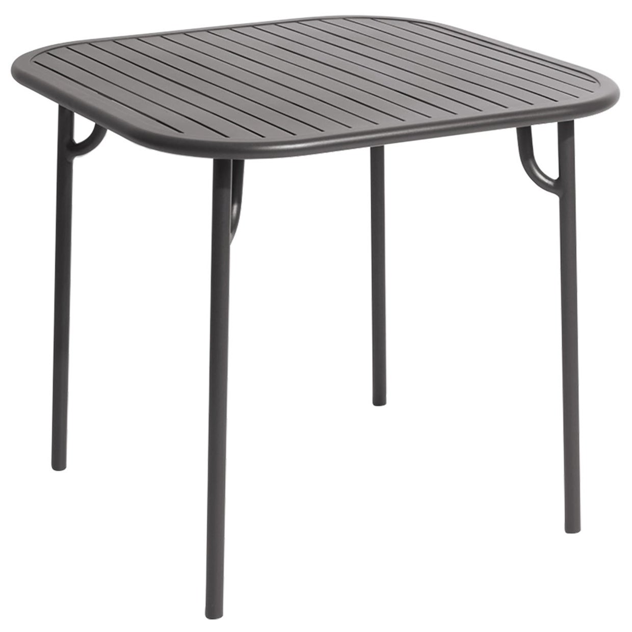 Petite Friture Week-End Square Dining Table in Anthracite Aluminium with Slats For Sale
