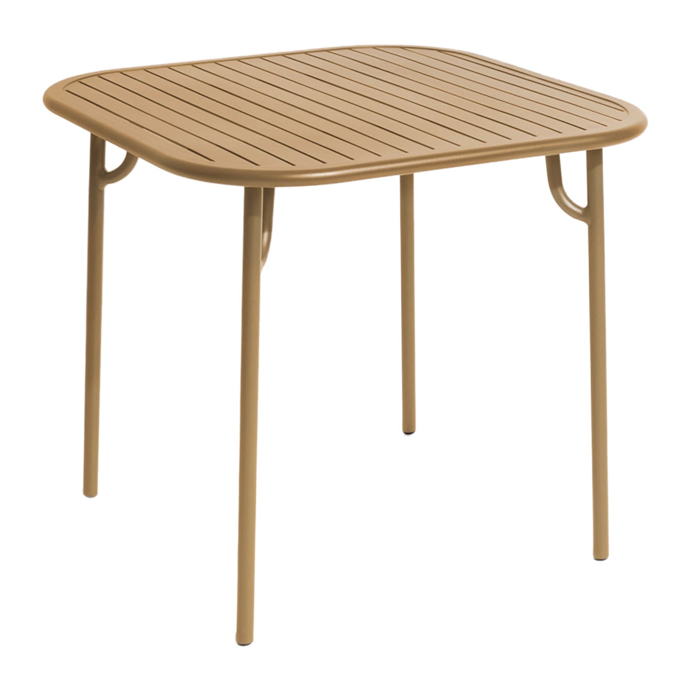 Petite Friture Week-End Square Dining Table in Gold Aluminium with Slats For Sale