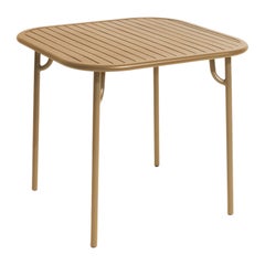 Petite Friture Week-End Square Dining Table in Gold Aluminium with Slats