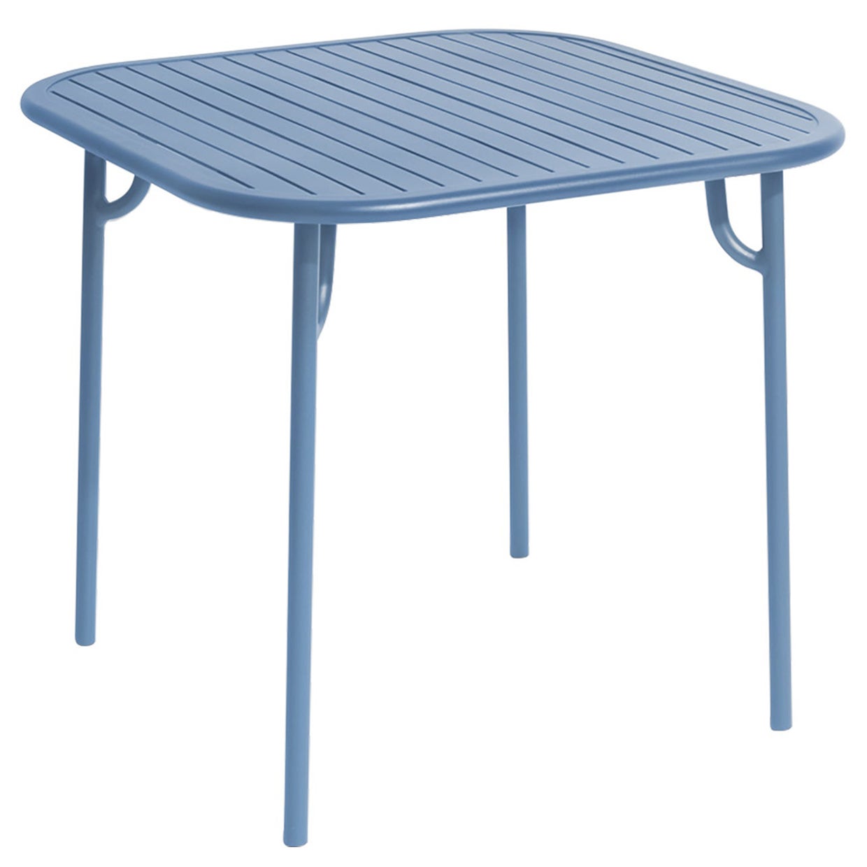 Petite Friture Week-End Square Dining Table in Azure Blue Aluminium with Slats For Sale