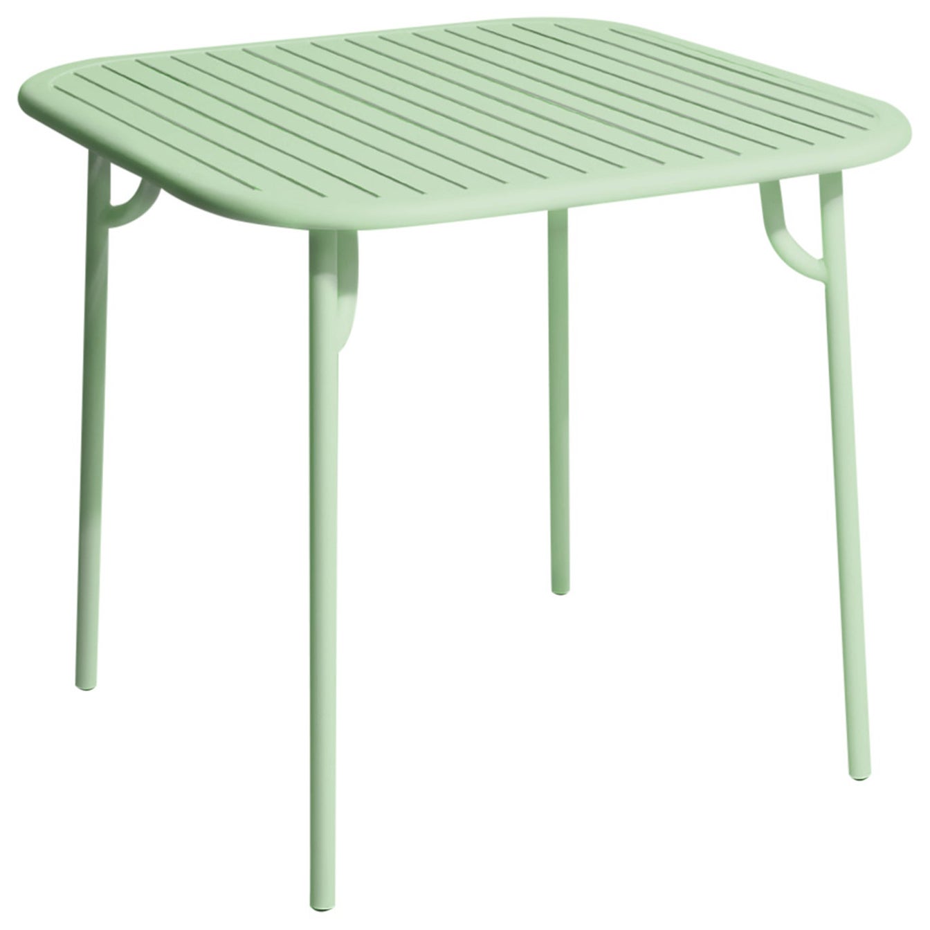 Petite Friture Week-End Square Dining Table in Pastel Green Aluminium with Slats For Sale