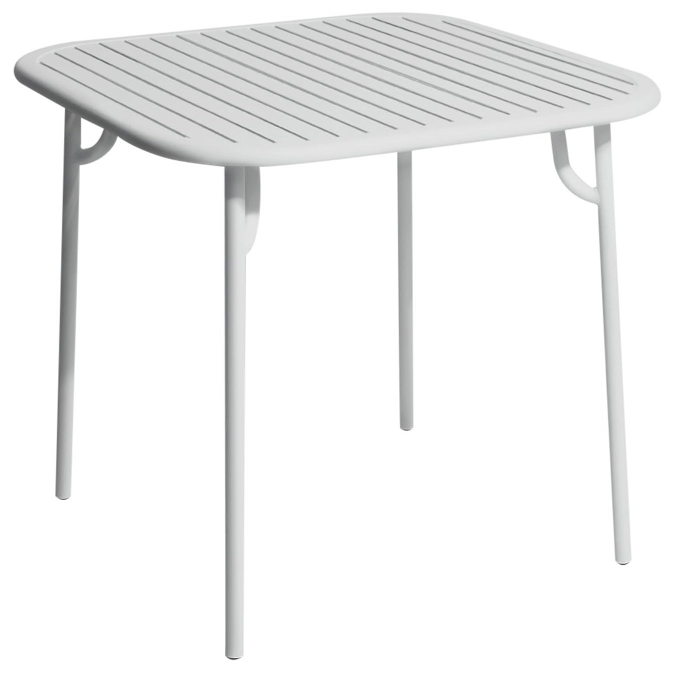 Petite Friture Week-End Square Dining Table in Pearl Grey Aluminium with Slats For Sale
