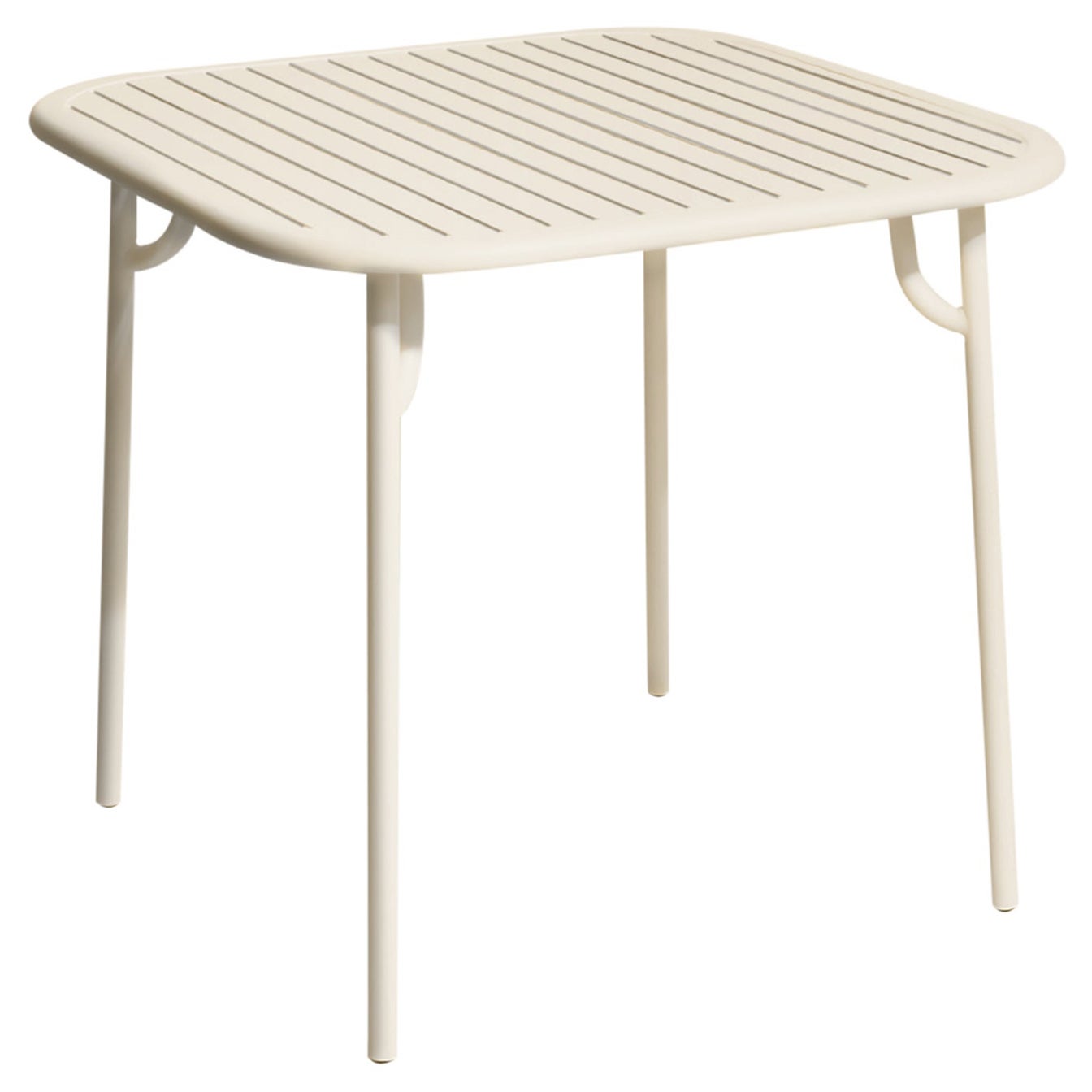 Petite Friture Week-End Square Dining Table in Ivory Aluminium with Slats For Sale